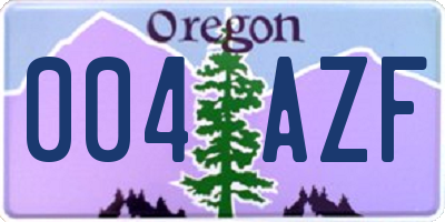 OR license plate 004AZF