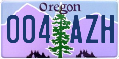 OR license plate 004AZH