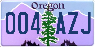 OR license plate 004AZJ