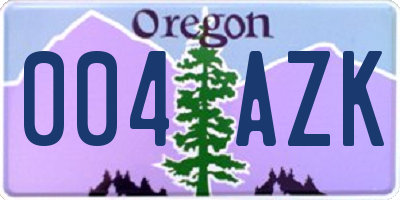 OR license plate 004AZK