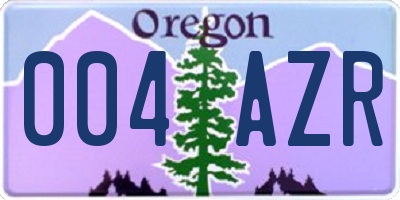 OR license plate 004AZR