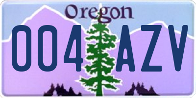 OR license plate 004AZV