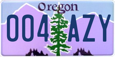 OR license plate 004AZY