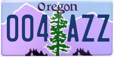 OR license plate 004AZZ