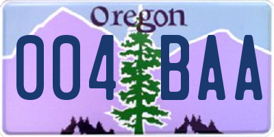 OR license plate 004BAA