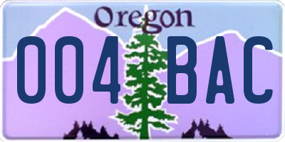 OR license plate 004BAC
