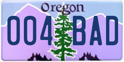 OR license plate 004BAD
