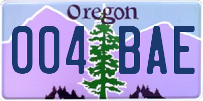 OR license plate 004BAE