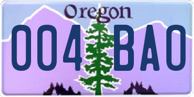 OR license plate 004BAO