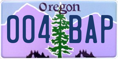 OR license plate 004BAP