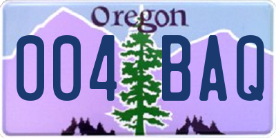 OR license plate 004BAQ