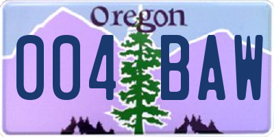 OR license plate 004BAW