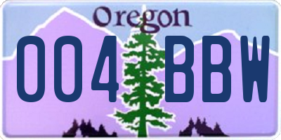 OR license plate 004BBW