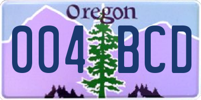 OR license plate 004BCD