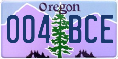 OR license plate 004BCE