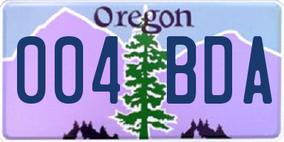 OR license plate 004BDA