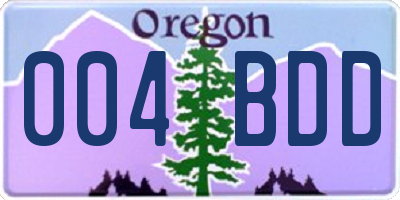 OR license plate 004BDD