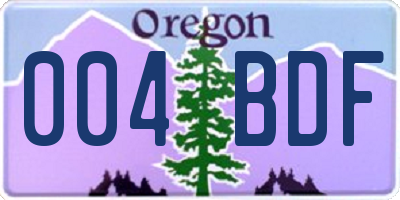 OR license plate 004BDF