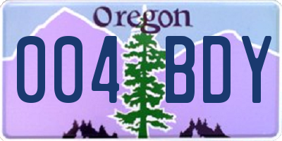 OR license plate 004BDY