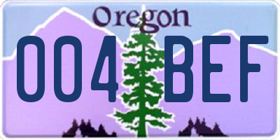 OR license plate 004BEF