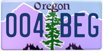OR license plate 004BEG