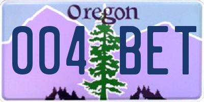 OR license plate 004BET