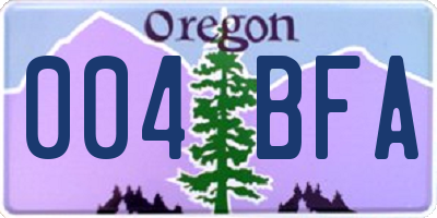OR license plate 004BFA