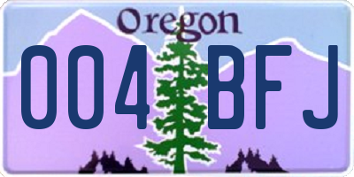 OR license plate 004BFJ
