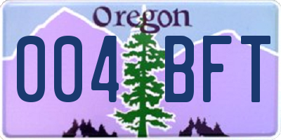 OR license plate 004BFT