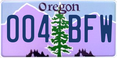 OR license plate 004BFW