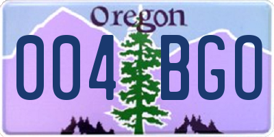 OR license plate 004BGO