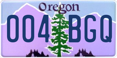OR license plate 004BGQ
