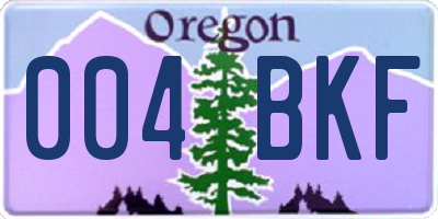 OR license plate 004BKF