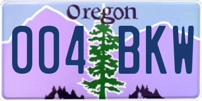 OR license plate 004BKW