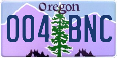 OR license plate 004BNC
