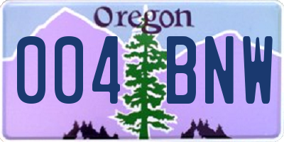 OR license plate 004BNW