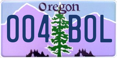 OR license plate 004BOL