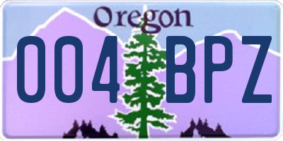OR license plate 004BPZ