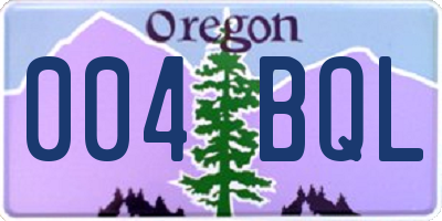 OR license plate 004BQL