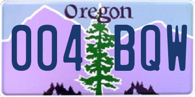 OR license plate 004BQW