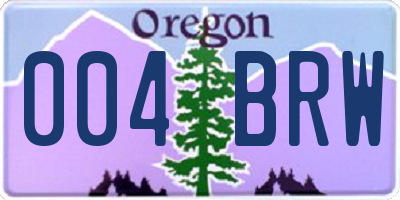 OR license plate 004BRW