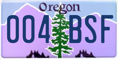 OR license plate 004BSF