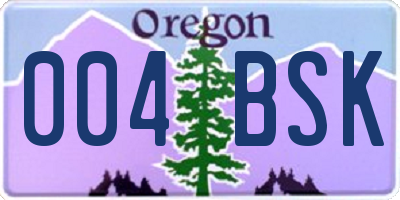 OR license plate 004BSK