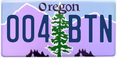 OR license plate 004BTN