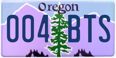 OR license plate 004BTS