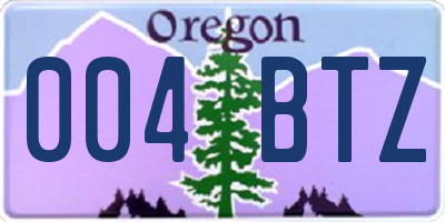 OR license plate 004BTZ