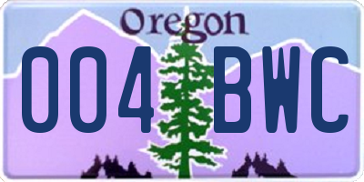 OR license plate 004BWC