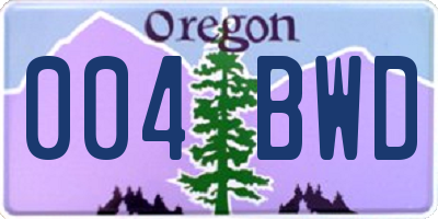 OR license plate 004BWD