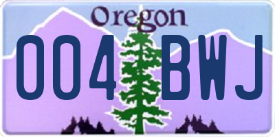 OR license plate 004BWJ