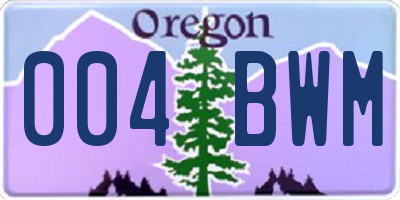 OR license plate 004BWM